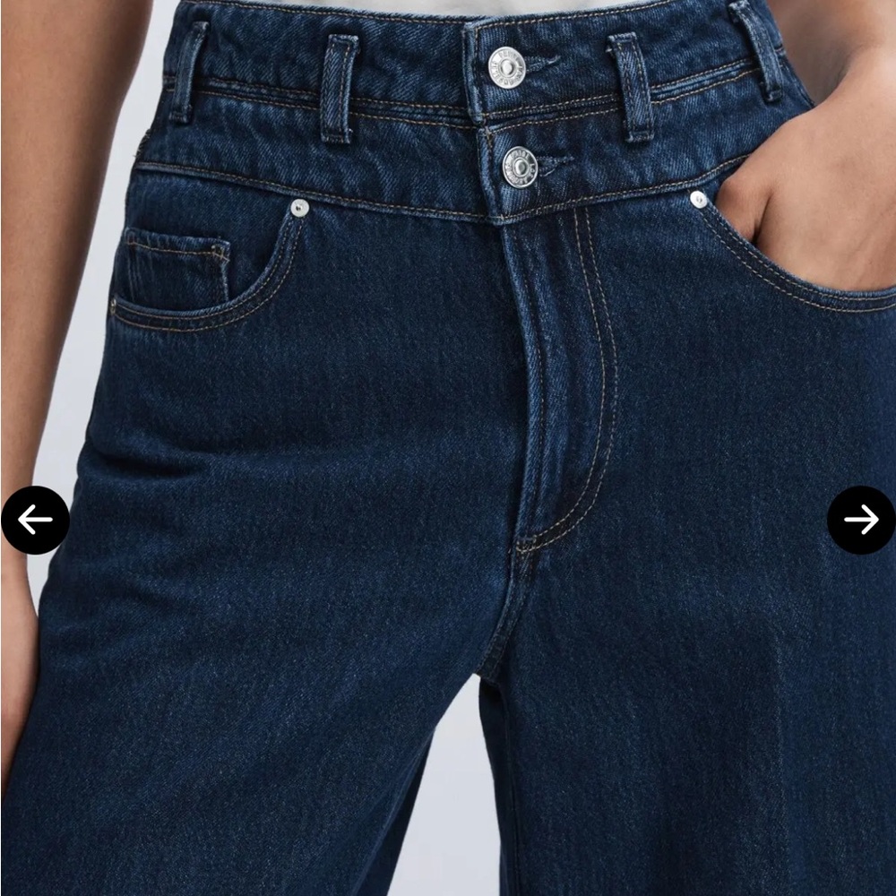 Paige Portia double waistband wide-leg jeans navy blue - Picture 4 of 4